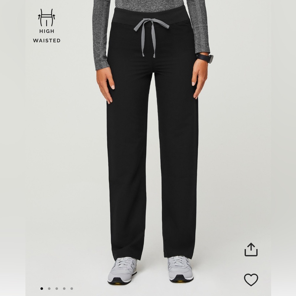 FIGS black high waisted livingston pants - S Tall